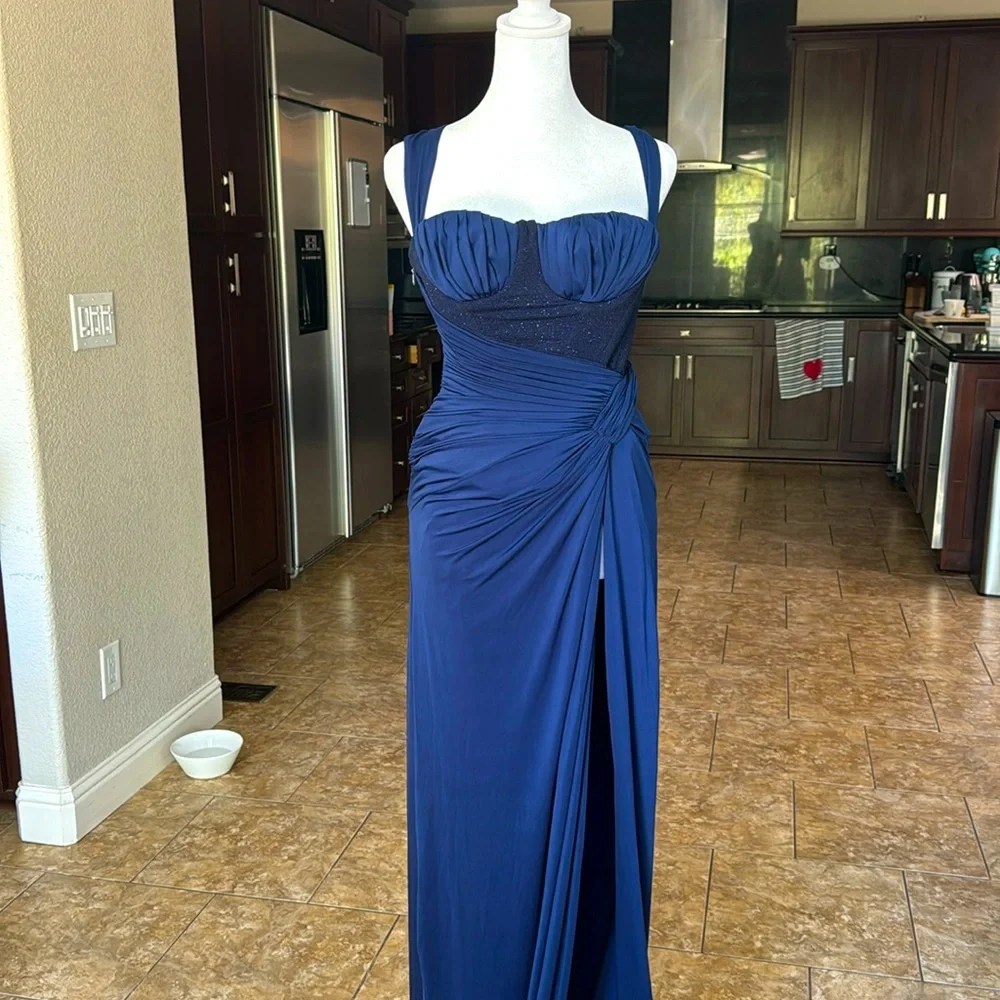 RARE House of CB ‘Charmaine’ Navy Blue Dress - Picture 3 of 6
